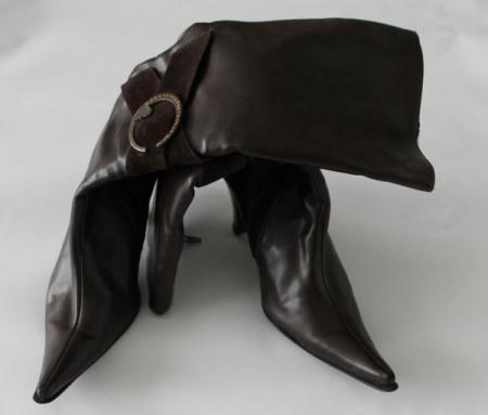 Kozaki na obcasie brązowe matowe, buty zimowe