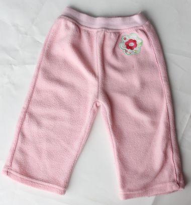 Spodnie dla dzieci, różowe z kwiatkiem, polarowe, z polaru