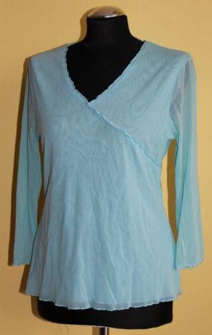 Bluzka niebieska z przezroczystymi rękawami, bluzki