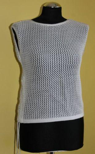 Bezrękawnik ażurowy biały, bluzka bez rękawów, ażur