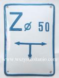 Tabliczki informacyjne do zasuw, zasuwa fi DN 50, tablica orientacyjna, tabliczka