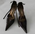 Buty damskie brązowe połysk na obcasie, szpilki