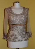 Bluzka beżowo - brązowa, przezroczysta, bluzki
