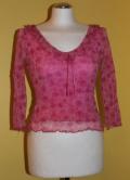 Bluzka różowa przezroczysta na podszewce, bluzki